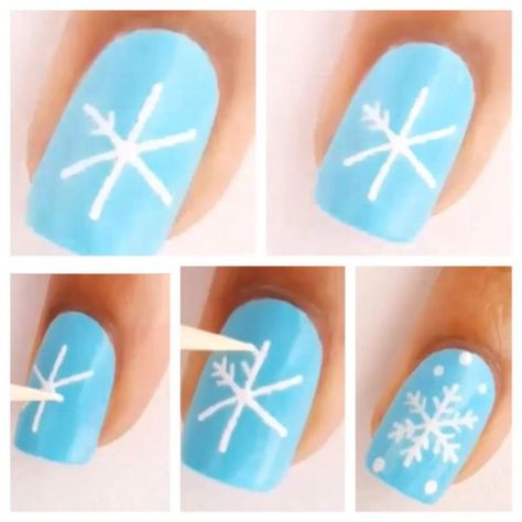 75+ Stunning Winter Nail Art Designs for the Christmas Holidays | HubPages How To Draw Snowflakes On Nails, Step By Step Christmas Nail Art, Winter Nail Art Designs, Snowflake Nail Design, Classy Nail Art Ideas, Nail Art Noel, Christmas Nails Diy, Snowflake Nail, Festive Nail Designs