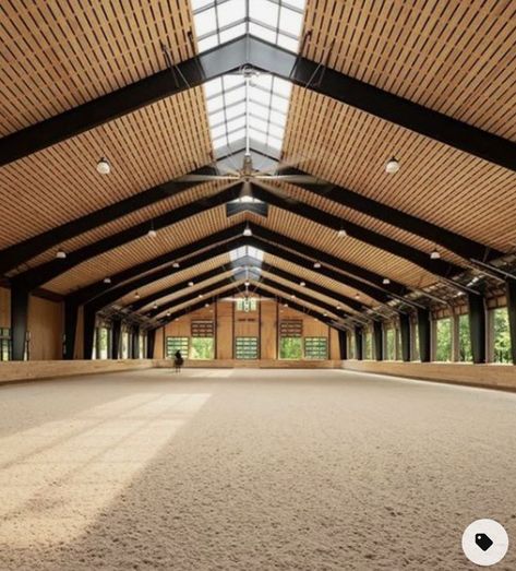 Mansion With Stables, Equestrian Arena Indoor, Nice Horse Stables, Dream Horse Stables, Indoor Riding Arenas, Pretty Horse Stables, Horse Stable Aesthetic Exterior, Modern Stables Horses, Luxury Equestrian Stables