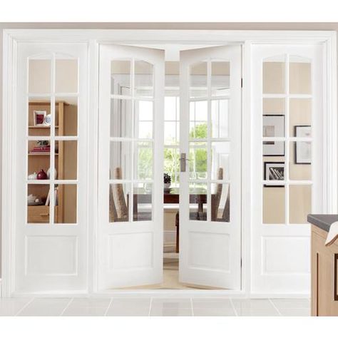 Thinking of installing a set of French doors with side lights in our living room to create a sense of separation and privacy but allow light still pour in. Deur Ensuite, French Door Interior, Interior Double French Doors, Interior Design Blogs, Internal French Doors, Double French Doors, Style Deco, French Doors Interior, Interior Barn Doors