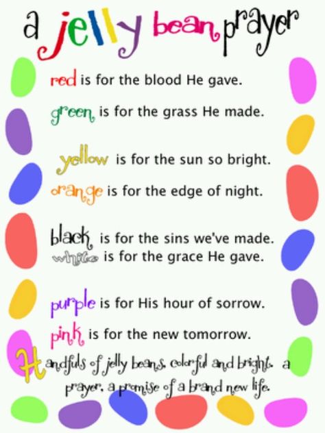 The Jellybean Prayer Jellybean Prayer, Jelly Bean Prayer, The Meaning Of Easter, Easter Sunday School, Easter Prayers, Jelly Beans Easter, Slider Buns, Sunday School Activities, Church Crafts