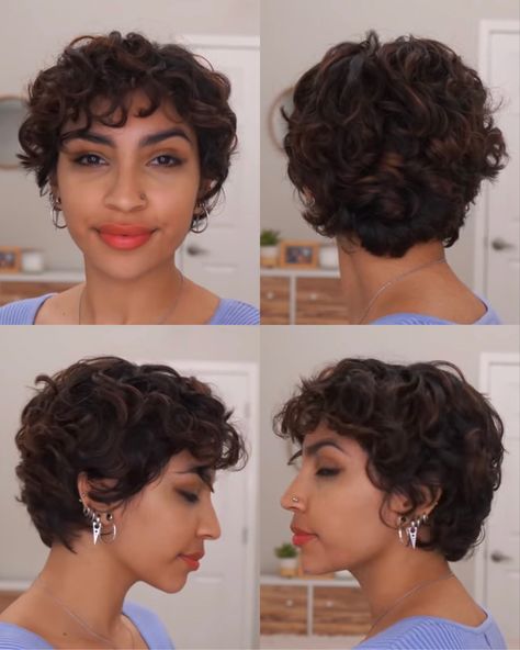 Pixie Bob Curly, Penny Tovar, Short Curly Hair Chin Length, Penny Tovar Short Hair, Curly Ear Length Hair, 2b Short Hair, Small Curls Short Hair, Curly Pixie Cut, Pixie Cut Curly Hair