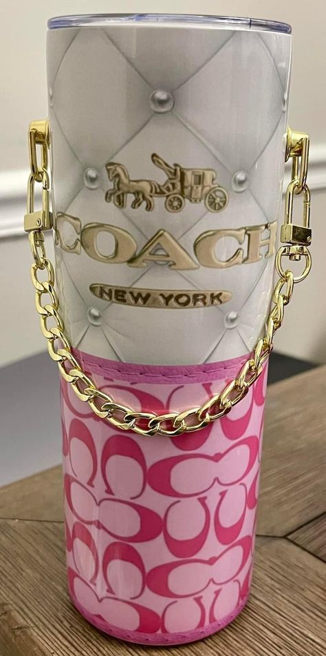 Custom Coach Tumbler With Chain - Etsy Make Tumbler Cups, Extra Long Nails, Coach Tumbler, Diy Fashion Projects, Stanley Cups, Drinking Cups, Custom Tumbler Cups, Tumbler Cups Diy, Coach New York