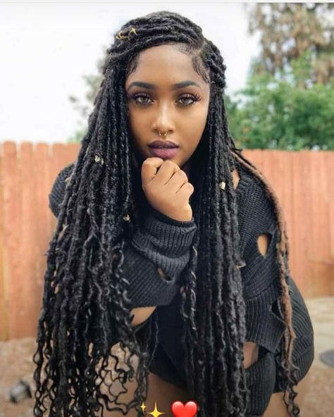 Faux Locks Hairstyles for Black Women, Faux locs, Black Women hairstyles, African American Hairstyles,  Goddess Faux Locks, Faux Locks with Beads, #fauxlocks #fauxlocs #blackwomenhairstyles #africanamericanhairstyles #africanhairstyles #lockshairstyles #locshairstyles #newhairstyles #blondehairstyles #trendingfauxlocks #newfauxlocks