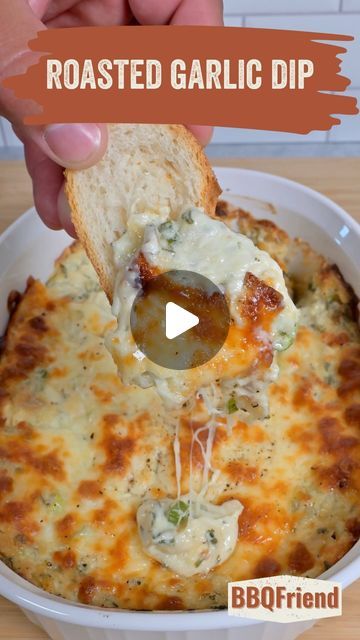 Joey DiApice on Instagram: "Roasted Garlic Cheesy Bread Dip!  Recipe ⬇️  This bread dip is a must make appetizer!  It’s SOO GOOD!   𝑰𝒏𝒈𝒓𝒆𝒅𝒊𝒆𝒏𝒕𝒔: • 3 Heads of Garlic • Olive Oil • 1 Block Cream Cheese  • 1/2c Mayonnaise  • 1 Bag Mozzarella Cheese • 1/2c Shaved Parmesan Cheese • 1/3c Chopped Green Onion • 2T Italian Parsley • 1T Rosemary  • Salt and Pepper to Taste  𝑹𝒐𝒂𝒔𝒕𝒆𝒅 𝑮𝒂𝒓𝒍𝒊𝒄: - Chop the tops off the garlic heads - Place on aluminum foil - Top with Olive Oil, Salt and Pepper - Bake 375F for 1hr  𝑹𝒐𝒂𝒔𝒕𝒆𝒅 𝑮𝒂𝒓𝒍𝒊𝒄 𝑫𝒊𝒑 - In a bowl add softened cream cheese - Squeeze out the roasted garlic - Add half a bag of mozzarella cheese - Add the Parmesan, green onions, mayo, parsley and rosemary, salt and pepper to taste  - Mix well and add to a baking dish - To Roasted Garlic And Asiago Cheese Dip, Roasted Garlic Asiago Cheese Dip, Dips In Bread Bowls Appetizers, Cheesy Garlic Bread Dip, Roasted Garlic Cheesy Bread Dip, Dips With Bread Appetizers, Roasted Garlic Spread For Bread, Bread Dip Recipes, Garlic Bread Dip