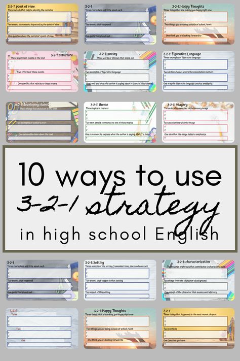 3 2 1 Strategy for High School English - McLaughlin Teaches English Reader Response, Teaching High School English, Homeschool Writing, First Year Teaching, 8th Grade Ela, Ela Teacher, Writing Strategies, The Book Club, Teaching Ela