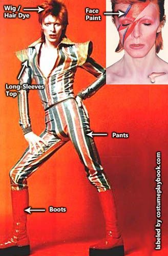 Costume guide - How to dress up as Ziggy Stardust: http://costumeplaybook.com/musicians-celebrities/3524-ziggy-stardust-david-bowie-costume/ David Bowie Costume, David Bowie Fashion, Bowie Ziggy Stardust, David Bowie Ziggy Stardust, David Bowie Ziggy, The Velvet Underground, Mia Farrow, Iggy Pop, Dorian Gray