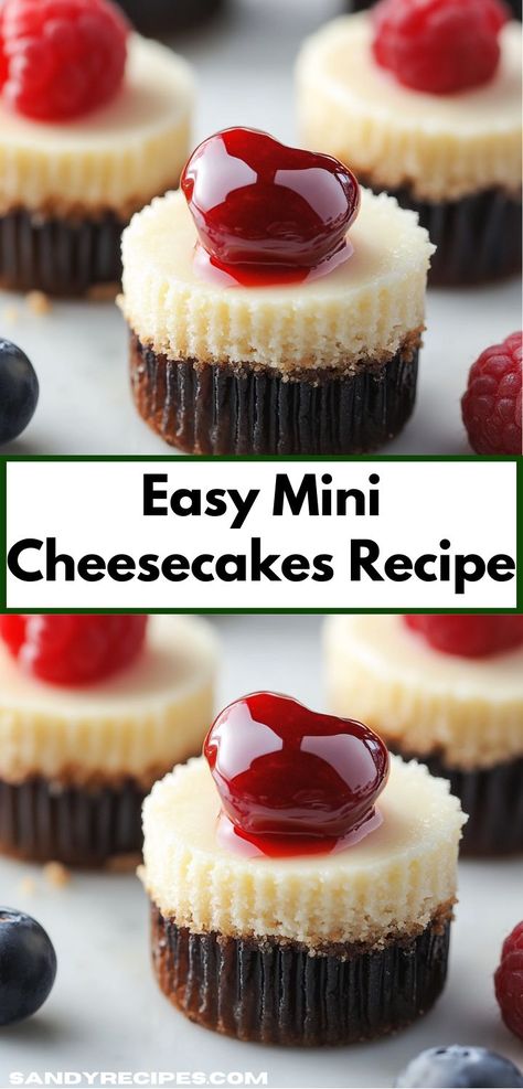 Need a family-friendly dessert for your next celebration? Discover these Mini Cheesecakes, which are not only easy to prepare but also customizable with your favorite toppings, making them a hit for all ages. Mini Desserts To Sell, Christmas Cheesecake Desserts, Finger Food Desserts For A Crowd, Make Ahead Mini Desserts, Finger Food Desserts Bite Size, Individual Desserts For A Crowd, Mini Cheesecakes No Bake, Easy Cheesecake Bites, Mini Desserts For Parties