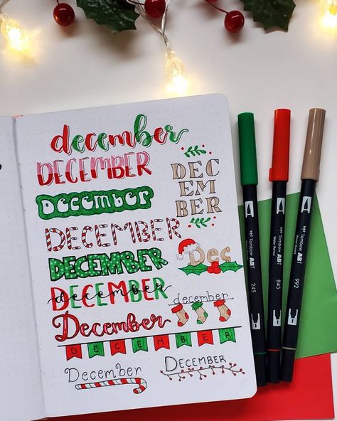 Title Idea, Bullet Journal Christmas, Bujo Journal, December Bullet Journal, Bullet Journal Ideas Templates, Bullet Journal Mood Tracker Ideas, Bullet Journal Paper, Bulletin Journal Ideas, Christmas Journal