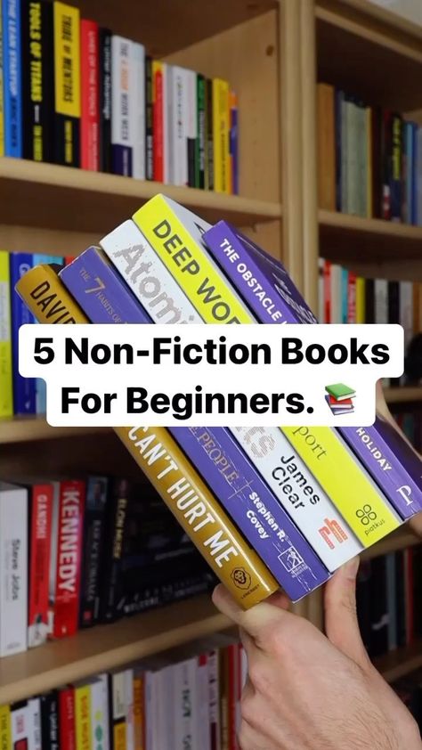 oneminutebookreview on Instagram: 5 Non-Fiction Books For Beginners. 📚 1️⃣ The 7 Habits of Highly Effective People by Stephen R. Convey (Habits) 2️⃣ Atomic Habits by James… Rich Dad Poor Dad Book, Habits Of Highly Effective People, Business Books Worth Reading, Books For Beginners, Atomic Habits, Non Fiction Books, Highly Effective People, Best Self Help Books, Books To Read Nonfiction