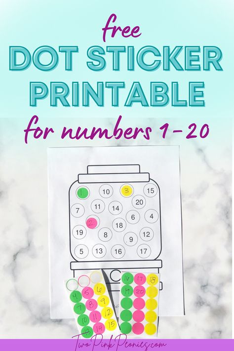 Free Preschool Dot Sticker Printable for Numbers | Dot stickers are such a fun activity for toddlers and preschoolers to learn their numbers with. This free printable contains numbers 1-20. This is a low prep and low mess preschool learning activity. Gumball Machine Printable, Preschool Journals, Sticker Printable, Dot Stickers, Montessori Toddler Activities, Numbers Kindergarten, Toddler School, Numbers Preschool, Preschool Letters