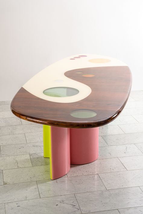 Djivan Schapira, Travis Dining Table, USA, 2023 - Todd Merrill Studio Colored Dining Table, Glass Photography, Futurism, Marquetry, Retro Futurism, Yard Sale, Sofa Table, Desk Chair, Magazine Design