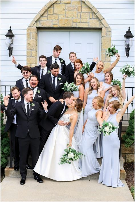 wedding party photo ideas | wedding portraits | kansas city wedding photography | wedding inspo Chapel Wedding Photos, Classy Wedding Party, The Hawthorne House, Fun Wedding Photos, Chapel Ceremony, Wedding Estate, Summer Reception, Hawthorne House, Kansas City Wedding Venues