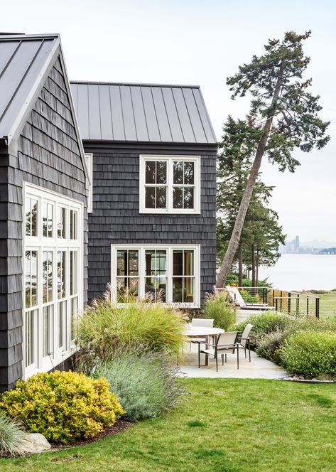 House Tour: An Incredible Cottage Rebuild in Bainbridge - Co Cedar Shingle House, Shingle House Exterior, Cedar Shingle Siding, Cedar Shingle, Shingle House, Shingle Siding, Cedar Shingles, Cottage Home, Small Cottage