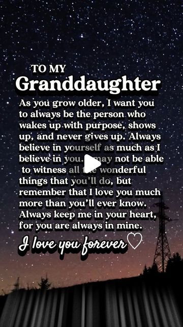 Sugar Spring Co | Heartwarming Family Gifts on Instagram: "Perfectly said! 💖 #granddaughter #grandparenting #grandfather #granddaughter #ilovemygrandkids #grandma #grandparenting #grandmother #ilovemygranddaughter #beautiful #family #countrymusic #farmlife #wine #familylove #lovequotes #dailymotivation #inspirationalwords #foryoupageviralシ゚" First Grandchild Quotes Sayings, Message To Granddaughter, Granddaughter Quotes Inspiration, Letters To My Granddaughter, Goodnight Granddaughter, Good Night Granddaughter, Granddaughter Graduation Quotes, Grandaughter Quotes Love Heart, Happy Birthday Granddaughter Love You