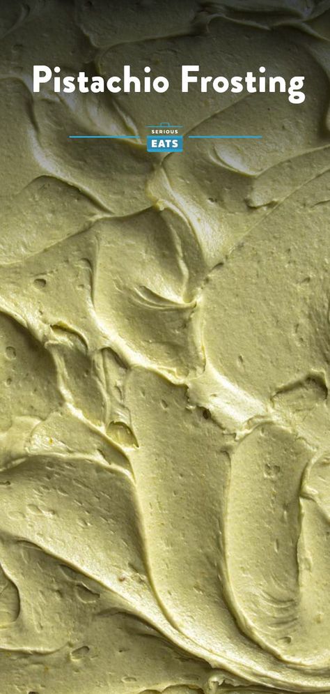 The rich custard flavor of French buttercream gives this pistachio frosting a gelato-like quality that's hard to resist, with a hint of caramel from toasted sugar, and splash of liqueur to add a complementary note. Homemade pistachio paste gives this frosting the best color, consistency, and flavor, particularly when made with Sicilian pistachios. #HolidayBaking #Buttercream #Baking #SeriousEats Pistachio Buttercream Frosting, Pistachio Frosting Recipe, Pistachio Icing, Pistachio Paste Recipe, Pistachio Frosting, Pistachio Buttercream, Toasted Sugar, Pistachio Paste, French Buttercream