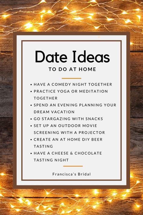 Romantic Date Ideas To Do At Home: 30 Fun Date Ideas for Couples #CoupleActivities #DateIdeas #QualityTime #AdventureTogether #RelationshipGoals #FunForTwo. https://whispers-in-the-wind.com/25-date-night-ideas-to-reignite-the-spark-budget-friendly-2/?date309 Newlywed Date Night Ideas, Mini Date Ideas, Date Gift Ideas, Fun Date Ideas For Couples, Mini Dates, Dates At Home, Date Night Couple, Romantic Home Dates, Couple Dates