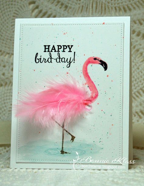 Flamingo Greeting Cards, Flamingo Birthday Card Diy, Flamingo Birthday Cards Handmade, Flamingo Cards Handmade, Flamingo Birthday Card, Pink Flamingo Decor, Flamingo Cards, Beautiful Birthday Card, Bird Day