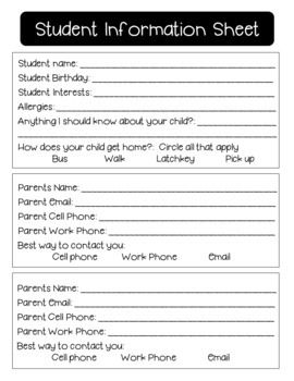 Student Information Sheet Student Information Sheet, Student Information, Teacher Store, Teachers Pay Teachers, Educational Resources, Teacher Pay Teachers, Sheet Music, Created By, Education