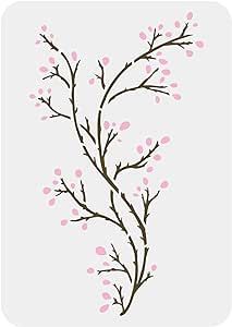 FINGERINSPIRE Branch Painting Stencils 11.7x8.3 inch Large Bare Branches & Budding Flower Drawing Stencil Plastic PET Tree Branch Stencil DIY Art Crafts for Painting on Wall Tiles Windows Fabric Tree Branch Stencil, Budding Flower, Branch Painting, Painting On Wall, Branch Drawing, Diy Art Crafts, Painting Stencils, Drawing Stencils, Water Brush