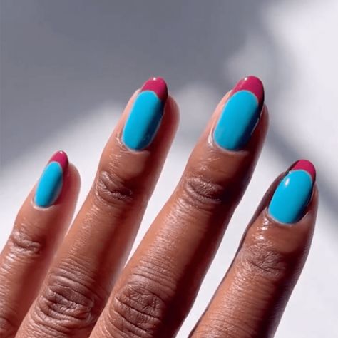 Blue Tip Nails, French Manicure Ideas, Checkered Nails, White Tips, Squoval Nails, Cherry Nails, Blue Tips, Sunflower Tattoos, French Manicures