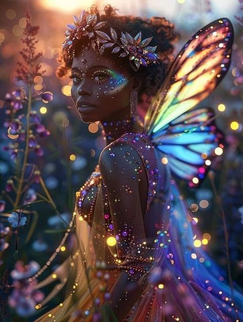 Faerie Aesthetic, Fairy Photoshoot, Nature Goddess, Black Couple Art, Fairy Festival, Black Fairy, Fairy Dragon, Fairy Artwork, My Fantasy World