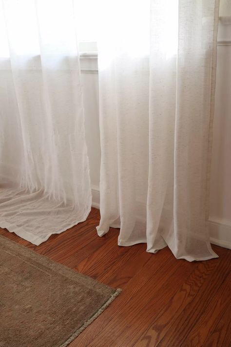 Pinch Pleat Cafe Curtains, Shorten Curtains, Hemming Curtains, How To Hem Curtains, Shear Curtains, Muslin Curtains, Curtains Without Sewing, Curtain Tutorial, Curtain Rings With Clips