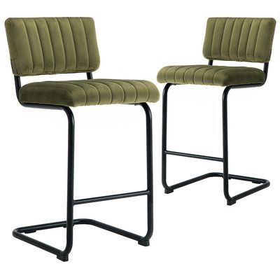 Oslo Home 66cm Brie Velvet Barstools | Temple & Webster Chairs For Kitchen Island, Green Bar Stools, Bar Chairs Kitchen, Green Velvet Chair, Rattan Counter Stools, Mid Century Modern Bar, Velvet Chairs, Bar Stool Chairs, Counter Height Bar