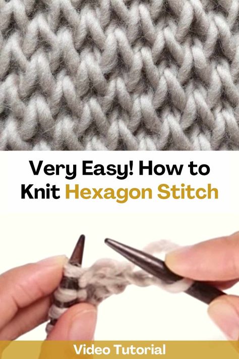 Textured Knit Stitches, Knitting Doodles, Knit Hexagon, Knit Stitch Patterns Texture, Knit Stitch Patterns Free, Stitch Step By Step, Textured Knitting, Slip Stitch Knitting, Knit Afghan Patterns