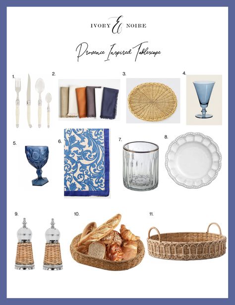 Provence Inspired Tablescape - French Themed Table Setting Ideas French Provincial Table Setting, French Inspired Tablescape, Provence Table Setting, Spanish Table Setting, French Tablescapes, Mediterranean Table Setting, French Tablescape, French Table Setting, French Provincial Table