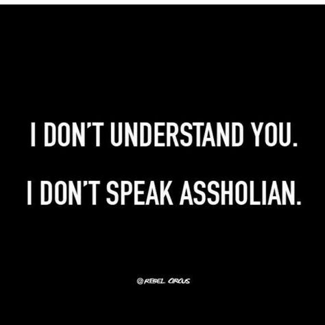 Assholian. Lol I Dont Understand You, Sarcasm Quotes, Sassy Quotes, Sarcastic Quotes Funny, Don't Speak, Badass Quotes, Queen Quotes, Funny Meme, Sarcastic Humor