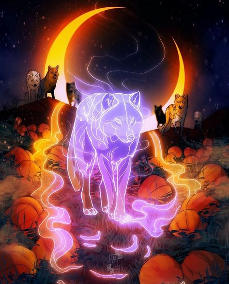 Ghost Wolf Art, Halloween Wolf Art, Therian Fanart, Wolf Wallpaper Aesthetic, Halloween Wolf, Wolf Warriors, Fantasy Wolf, Spirit Animal Art, Wolf Spirit Animal