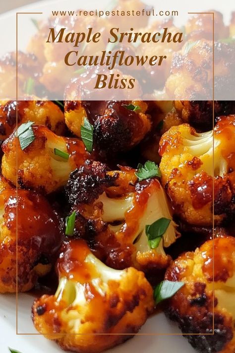 A deliciously spicy and sweet roasted cauliflower dish, perfect as a side or snack. This Maple Sriracha Cauliflower Bliss combines the richness of maple syrup with the kick of Sriracha, creating a flavor explosion that’s sure to impress. Sriracha Cauliflower, Maple Sriracha, Cauliflower Side Dish, Cauliflower Recipes Healthy, Spicy Cauliflower, Roasted Cauliflower Recipes, Cauliflower Dishes, Veg Dishes, Clean Eating Dinner