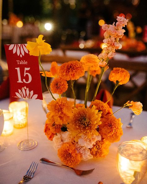 Wedding inspo for a vibrant desert wedding 🌵🌼🧡 Photographed by @meredithamadeephotography #weddingceremonies #bespokeweddings #weddingdecorationideas #destinationweddingplanners #weddingfloraldesign #outdoorweddingdecor #weddingflowersinspiration #weddingceremonydecor #weddingflowerideas #floralwedding #weddingspecialist #elegantweddings #weddingflowerinspiration #weddingfloral #tucsonwedding #vibrantwedding #orangewedding #orangeweddingflowers Marigold Flower Centerpiece, Marigold Arch, Indian Home Wedding Decor, Orange Flower Centerpieces, Marigold Centerpiece Wedding, Marigold Bouquet Wedding, Autum Flowers Centerpieces, Orange Wedding Ideas, Orange And Purple Wedding