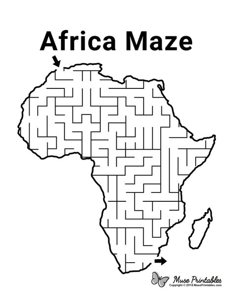 Free printable Africa maze. Download it at https://museprintables.com/download/maze/africa/ Africa Kindergarten Activities, Africa Activities For Kids, Africa Activities, Free Printable Mazes, Around The World Crafts For Kids, Continents Activities, Africa Craft, Africa Day, Africa Continent