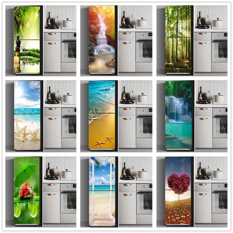 Dishwasher Makeover, Refrigerator Makeover, Refrigerator Cover, Wallpaper Walls Bedroom, Refrigerator Wraps, Refrigerator Covers, Color Refrigerator, Cheap Doors, Refrigerator Decoration