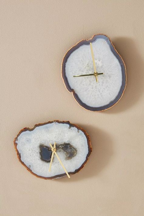 Agate Wall Clock | Anthropologie Geode Clock, Gemstone Decor, Agate Rocks, Wall Watch, Crystal Cave, Rock Wall, Rock Decor, Rock Ideas, Crystal Crafts