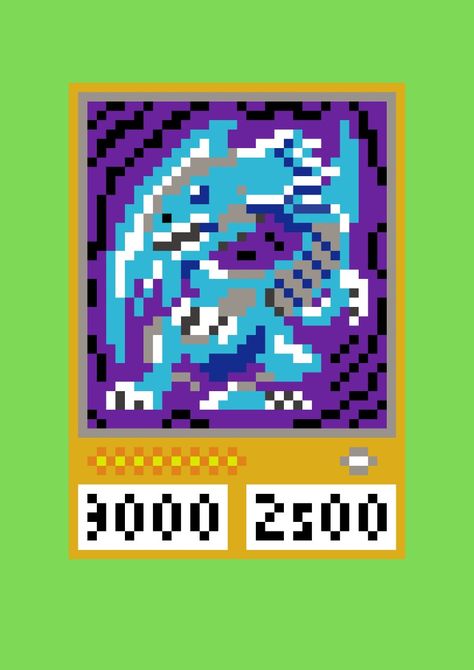 Card Pixel Art, Blue Eyes White Dragon, White Dragon, Perler Beads, Blue Eyes, Pixel Art, Beads, Blue, White