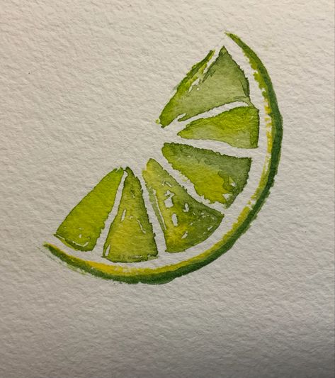 Watercolor Art Lemon, Lime Slice Painting, Watercolour Doodles Simple, Watercolor Lemon Slice, Watercolor Citrus Fruit, Cute Painting Ideas Watercolor, Lemon And Lime Painting, Lemon Pastel Drawing, Painting Lemons Easy