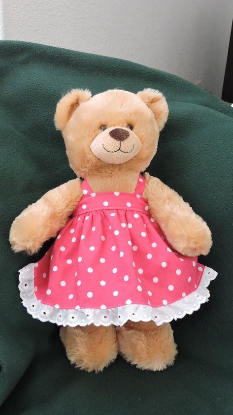 Build A Bear Clothes Pattern, Sewing Teddy Bear, Sewing Crafts Ideas, Baby Doll Pajamas, Diy Teddy Bear, Memory Bears Pattern, Bear Dress, Build A Bear Outfits, Bear Patterns Free