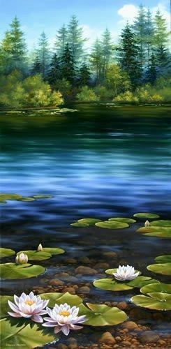 Pinturas Pond Landscaping Painting, Beautiful Oil Paintings Landscapes, Oil Painting Landscape Beginners, Pond Painting Acrylic, Lily Pond Painting, Creek Painting, Maine Landscape, Beautiful Landscape Paintings, Pond Painting