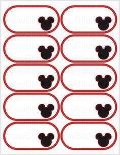 Mickey Mouse Printable Labels Free Name Tags Printable Templates, Imprimibles Mickey Mouse, Mickey Mouse Preschool, Free Mickey Mouse Printables, Mickey Mouse Printable, Name Tags Printable, Mickey Mouse Template, Mickey Mouse Food, Substitute Ideas