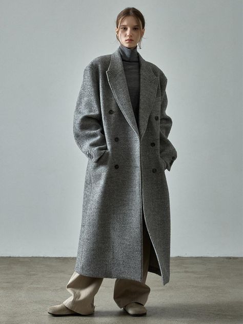 The Herringbone Double Coat is a timeless piece designed for long-lasting style and comfort. It features the classic double-breasted design with oversized fit for comfortable wear experience.- Long length that makes your outfit stylish- 6mm shoulder pads for a stylish silhouette- Cozy fleece-lined pockets Grey Wool Coat Outfit, Wool Coat Outfit, Herringbone Coat, Gray Wool Coat, Coat Outfit, Fall 24, Crochet Clothing, Grey Coat, Coat Outfits