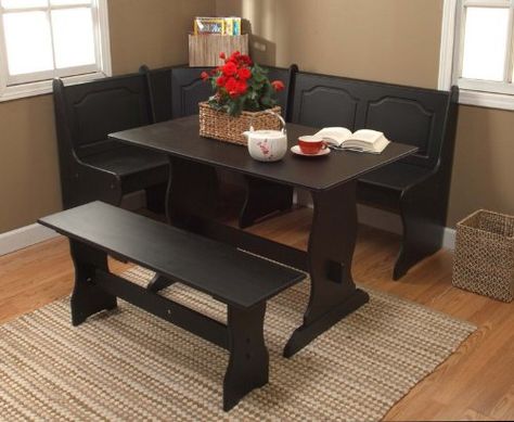 TMS 3Piece Nook Dining Set Black >>> You can find more details by visiting the image link. We are a participant in the Amazon Services LLC Associates Program, an affiliate advertising program designed to provide a means for us to earn fees by linking to Amazon.com and affiliated sites. Corner Kitchen Table, Corner Dining Table, Coin Banquette, Breakfast Nook Set, Nook Dining, Breakfast Nook Dining Set, Nook Dining Set, Nook Table, Corner Dining Set