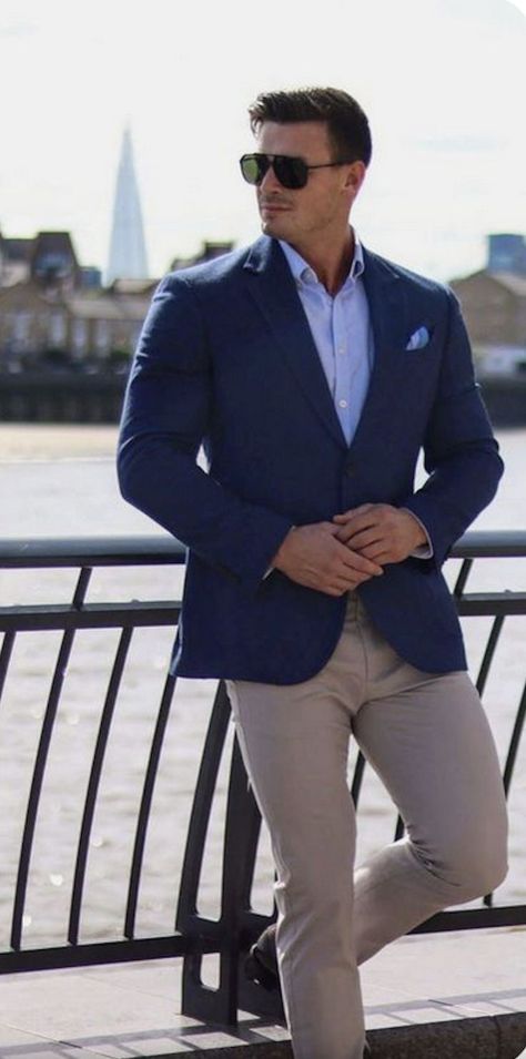 Blue Jacket Outfits Men, Business Casual Attire For Men, Formal Attire For Men, Mens Fashion Suits Casual, Stylish Mens Suits, Blazer Outfits Men, Blazer Outfits Casual, Mens Fashion Work, Formal Men Outfit