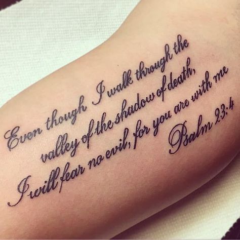 Bible Verse Tattoos 4 Bible Quote Tattoos, Scripture Tattoos, Biblical Tattoos, Bible Tattoos, Psalms 23, Inner Arm Tattoos, Inner Bicep Tattoo, 16 Tattoo, Bible Verse Tattoos