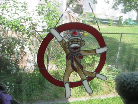 Sock Monkeys, Sock Monkey, Stain Glass, Monkeys, Stained Glass, Glass Art, Stain, Glass, Art