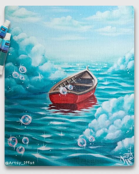 A boat to dream land ⛵🫧 . . . . It was really hard to trust the process 🥴 . . . . My entry for #varietyartcontest Theme: #dreamscape . . . Details: Surface - @variety_canvas Medium- acrylics @miyahimi.in @thoovi.arts . .. . .. . .. ... . ... #artchallenge #artcontest #paintingcontest #painting #acrylicpainting #canvaspainting #canvasart #dreamyart #dreamypainting #dreamy #acrylicart #acrylicpaintings Dreamscape Painting, Medium Acrylics, Dream Land, Art Contest, Trust The Process, Dreamy Art, Art Challenge, Acrylic Art, The Process