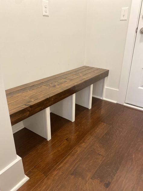 Ever wondered how to craft your own custom built-in mudroom bench? Dive into our Pinterest board and take a sneak peek behind the scenes of a fun DIY project. Check out the blog for more! Front Door Built In Bench, Diy Entryway Bench With Storage Cubbies, Garage Entry Bench, Cubby Bench Diy, Built In Entryway Bench With Storage, Entry Way Bench Built In, Entrance Bench Diy, Diy Mud Bench Entryway, Build Mudroom Bench