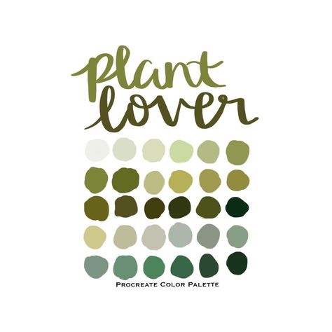 Plant Green Color, Procreate Palettes, Procreate Palette, Procreate Color Palette, Green Color Palette, Color Palette Challenge, Procreate Ipad Art, Color Vibe, Plant Shop