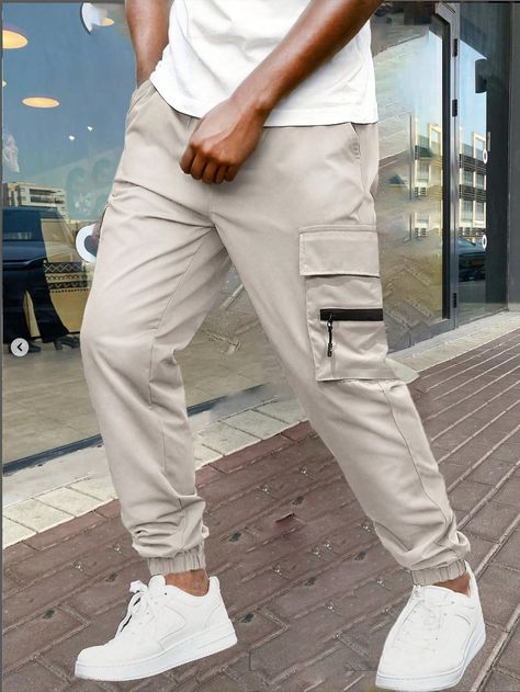 Men's Casual Solid Color Drawstring Cargo Pants Light Grey Casual   Woven Fabric Colorblock,Plain Cargo Pants,Jogger Non-Stretch  Men Clothing, size features are:Bust: ,Length: ,Sleeve Length: Drawstring Cargo Pants, Cargo Hose, Pants Jogger, Drawstring Waist Pants, Knee Length Shorts, Jeans Casual, Dark Jeans, Embroidered Shorts, Inspiration Mode